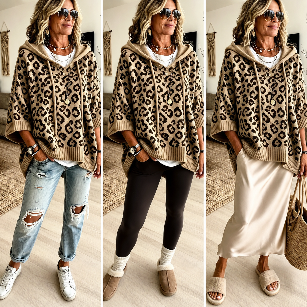 Ida Anastasi™ Útulná mikina s leopardím vzorem na každý den