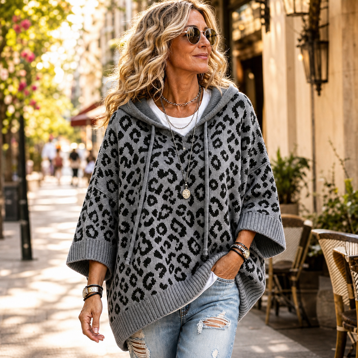 Ida Anastasi™ Útulná mikina s leopardím vzorem na každý den