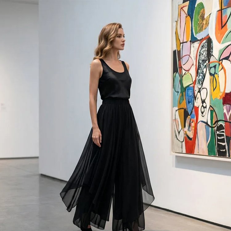 Ilda Brentani™ Elegantní kalhoty se širokými nohavicemi na večery