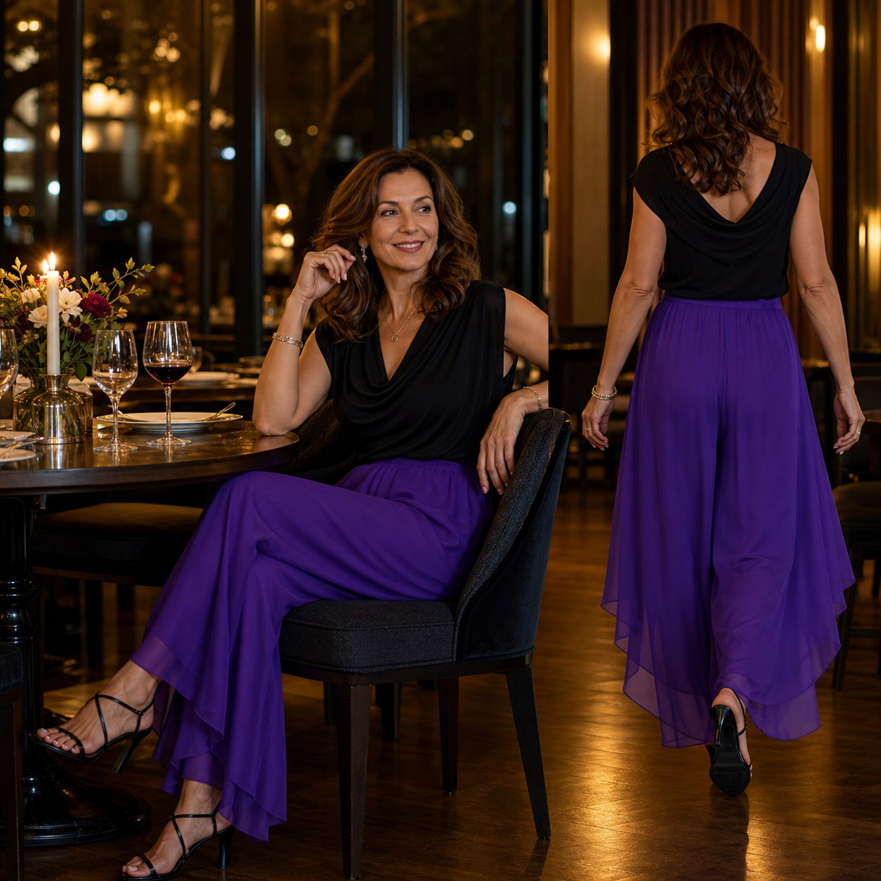 Ilda Brentani™ Elegantní kalhoty se širokými nohavicemi na večery