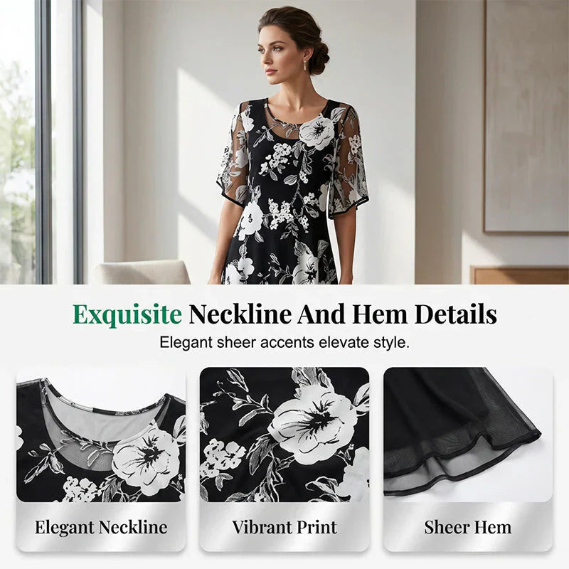 Ileana Carbone™ Elegantní květované šifonové šaty