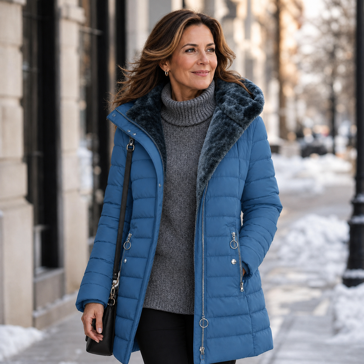 Imelda Longo™ Teplý prošívaný kabát s kapucí na chladné dny