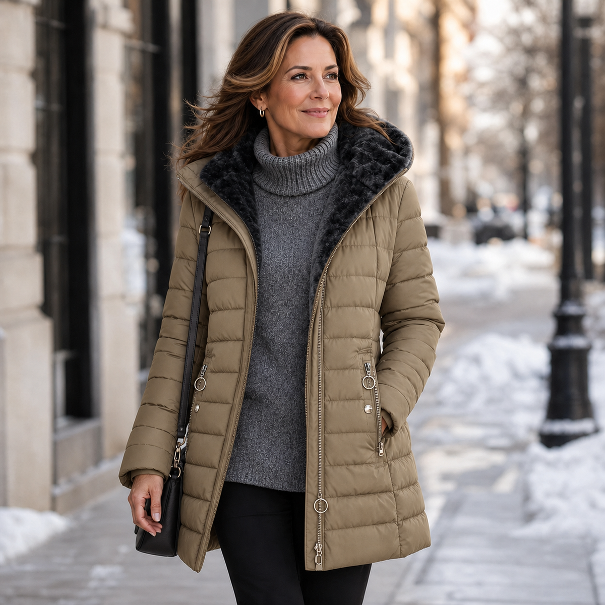 Imelda Longo™ Teplý prošívaný kabát s kapucí na chladné dny