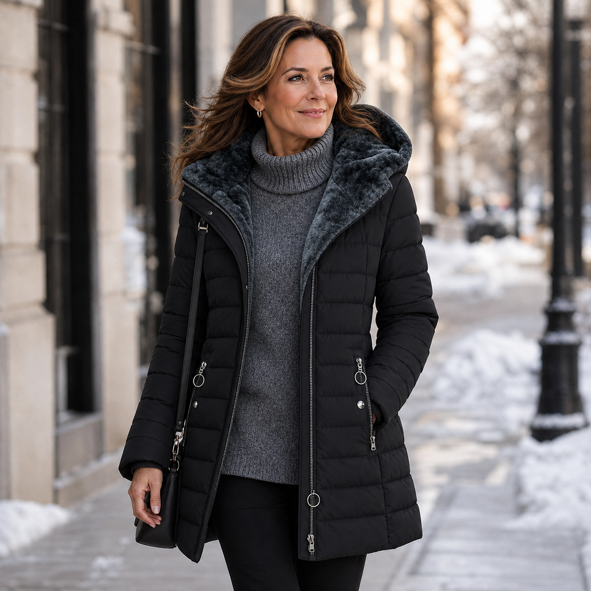 Imelda Longo™ Teplý prošívaný kabát s kapucí na chladné dny