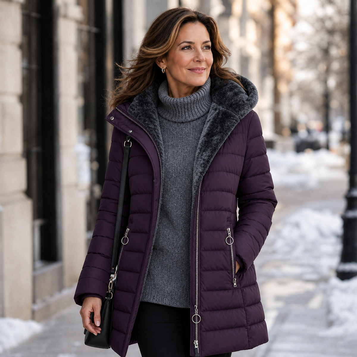 Imelda Longo™ Teplý prošívaný kabát s kapucí na chladné dny