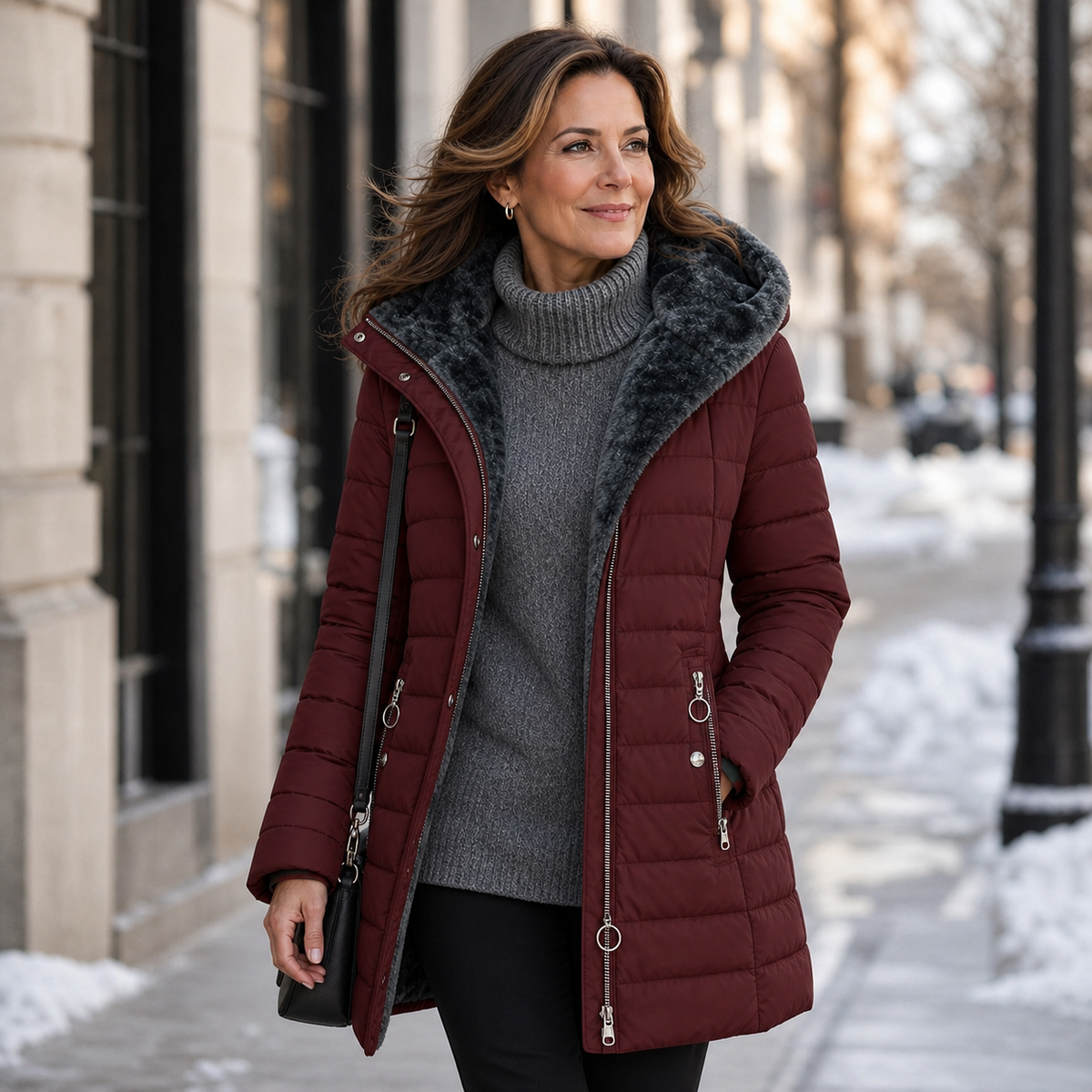 Imelda Longo™ Teplý prošívaný kabát s kapucí na chladné dny