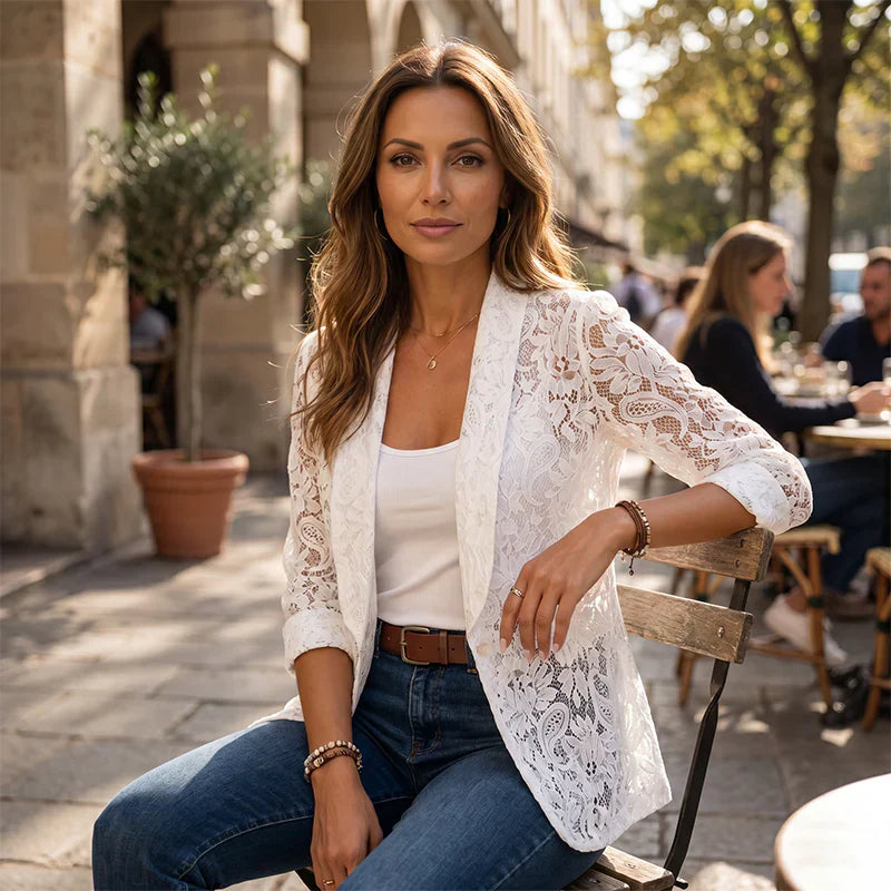 Lara Patane™ Elegantní krajkové sako na práci i slavnostní příležitosti