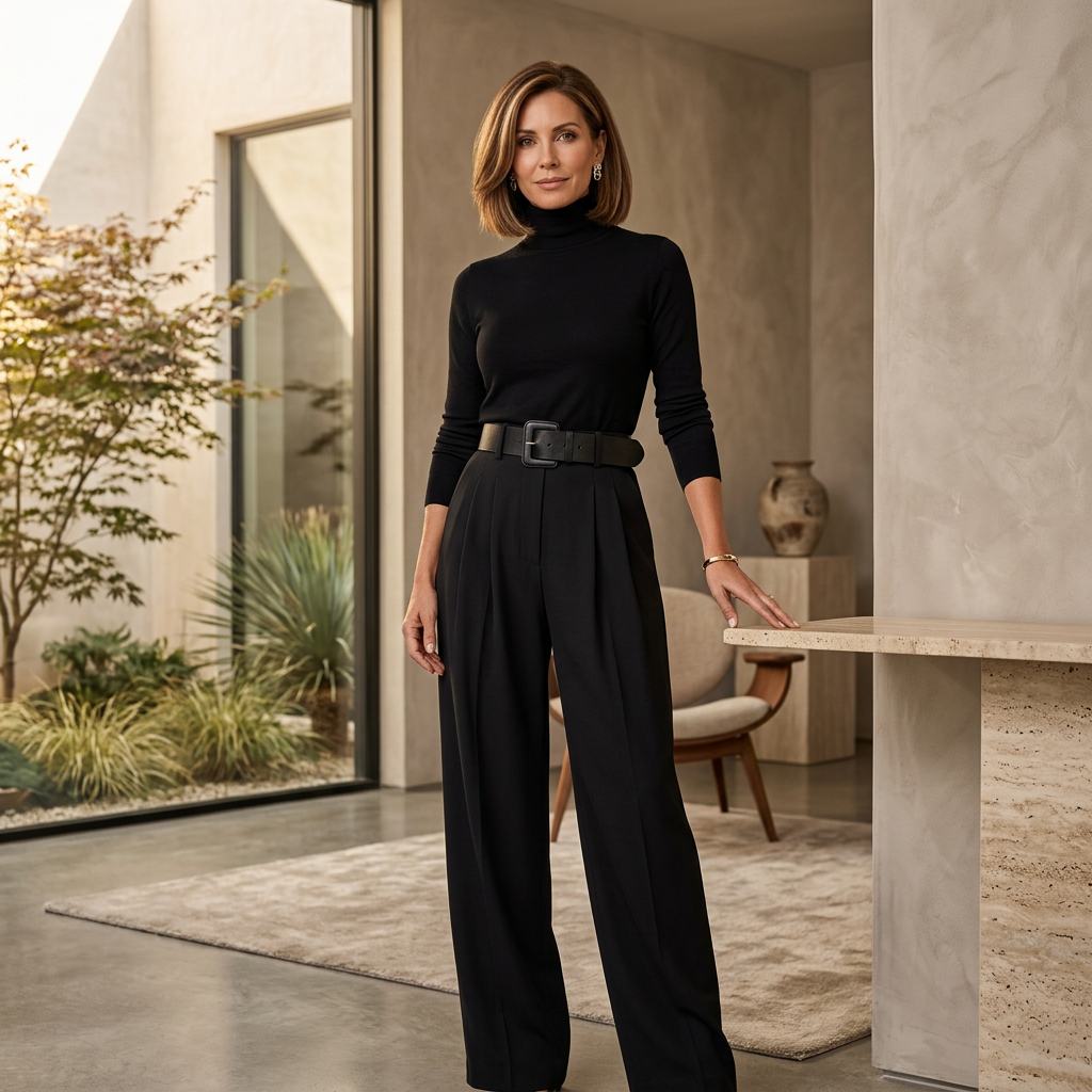 Laura Caetani™ Elegantní overal s vysokým výstřihem pro bezstarostnou eleganci