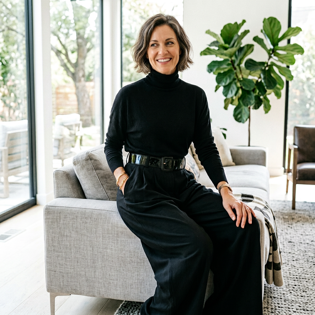 Laura Caetani™ Elegantní overal s vysokým výstřihem pro bezstarostnou eleganci