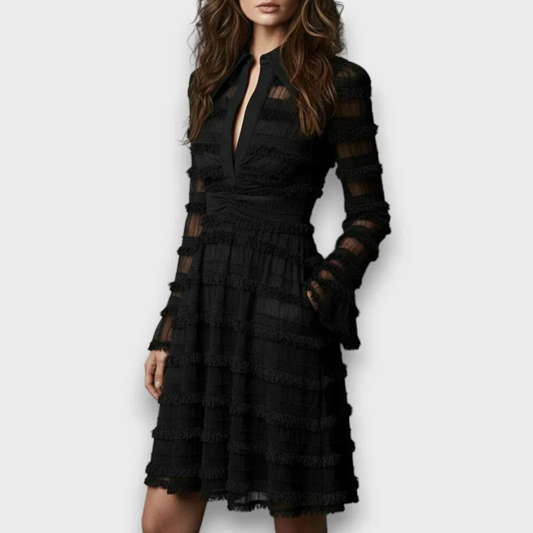 Laura Recanati™ Elegantní midi šaty se střapci pro den i večer
