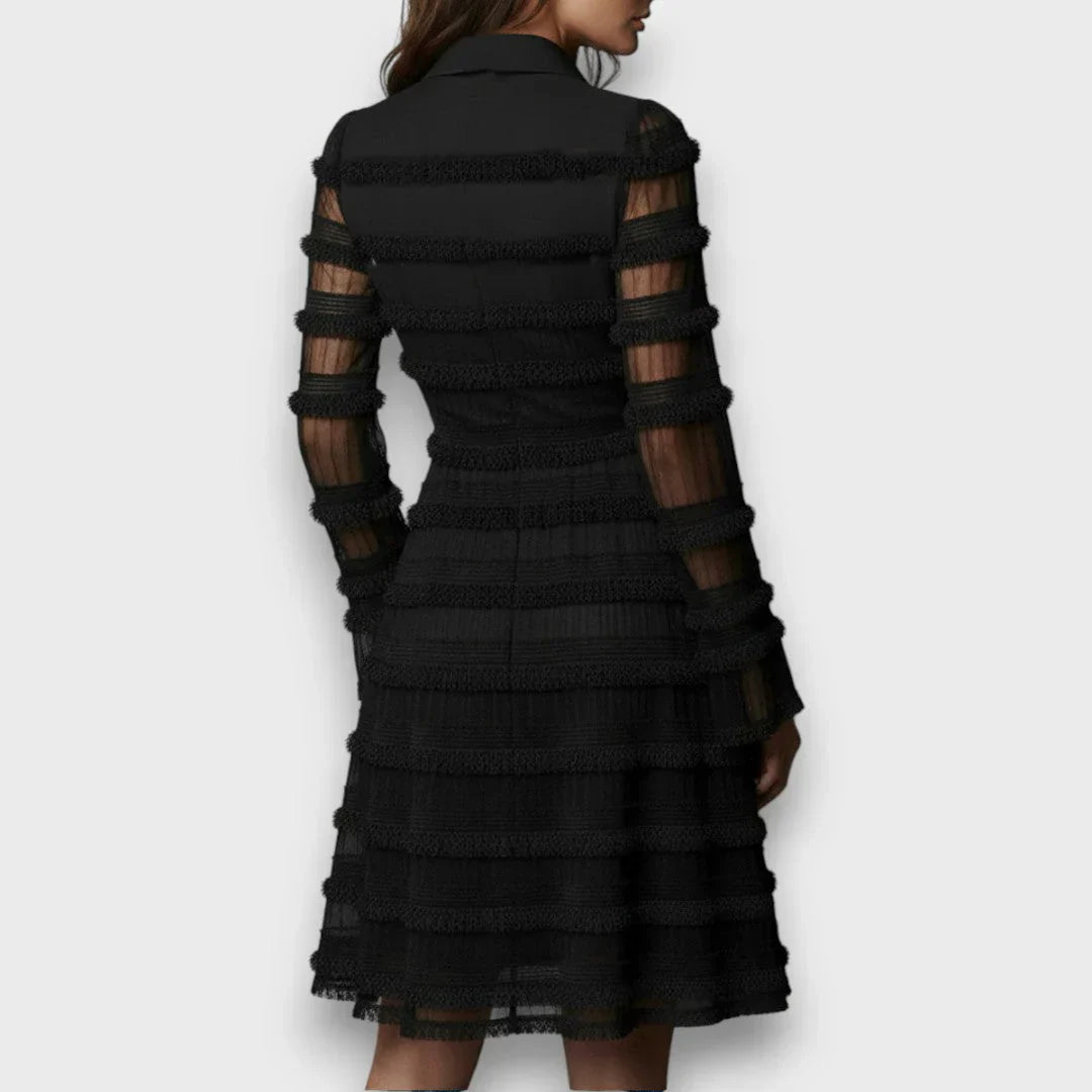 Laura Recanati™ Elegantní midi šaty se střapci pro den i večer