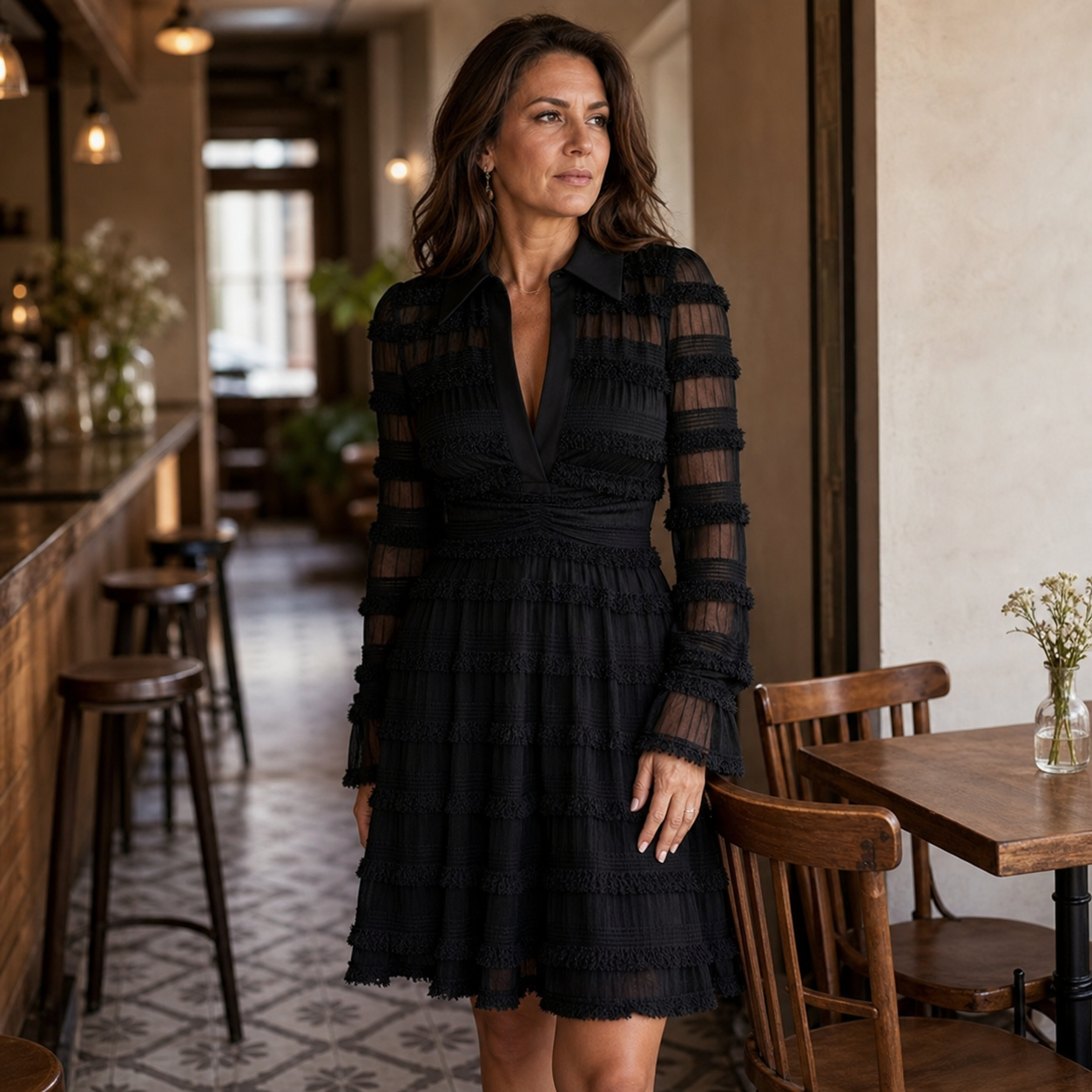 Laura Recanati™ Elegantní midi šaty se střapci pro den i večer