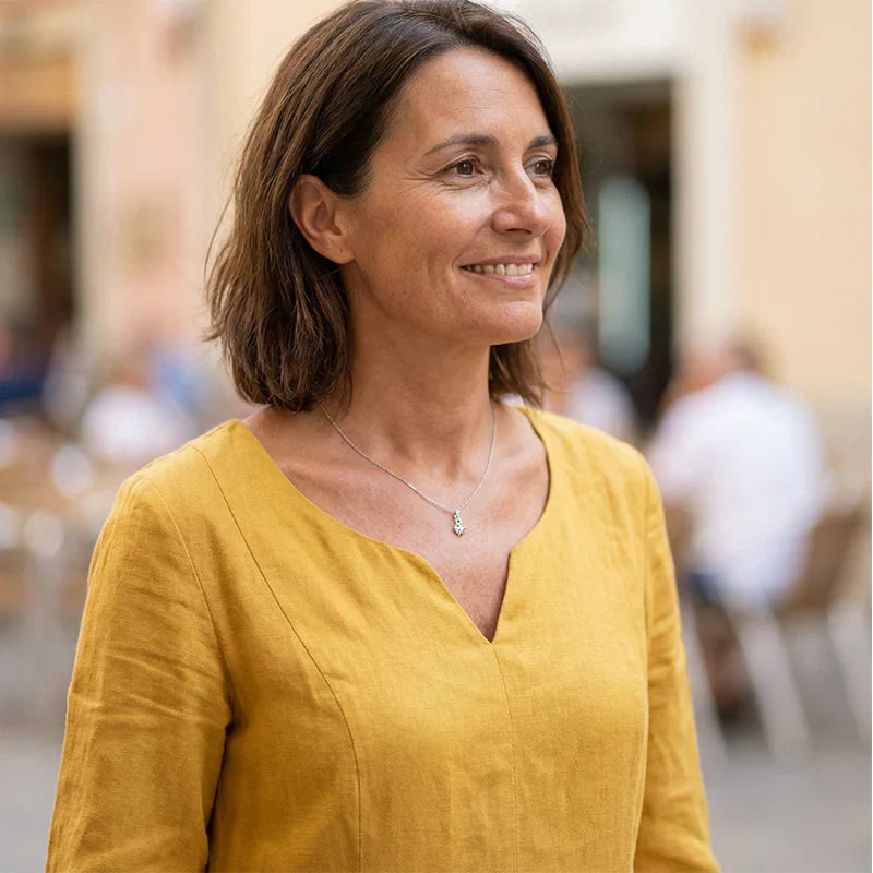 Lavinia Crescenzi™ šaty bez námahy s výstřihem do V a kapsami