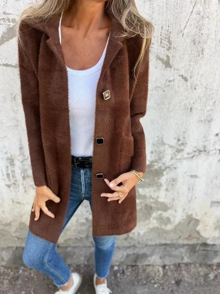 Licia Benaglia™ Dlouhý zapínací kabát pro bezstarostnou eleganci