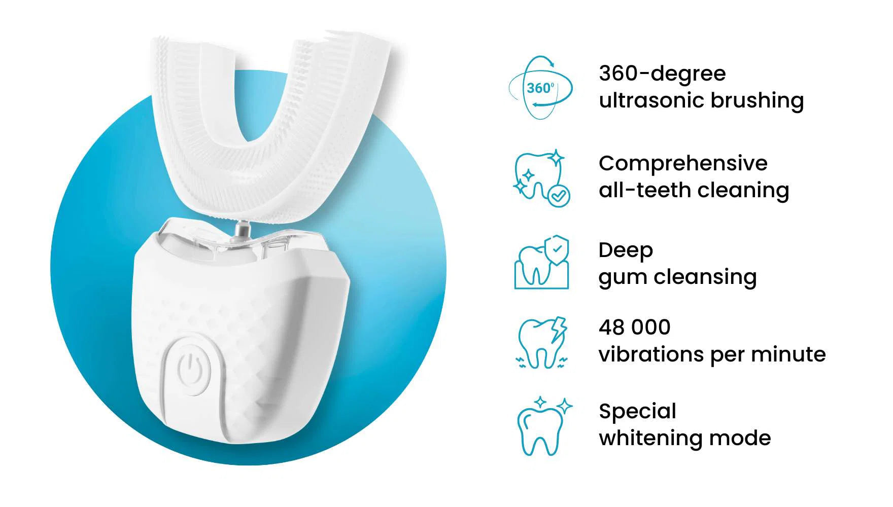 Lumivane Adult U-Shape Electric Toothbrush - cleaning modes and technology detail