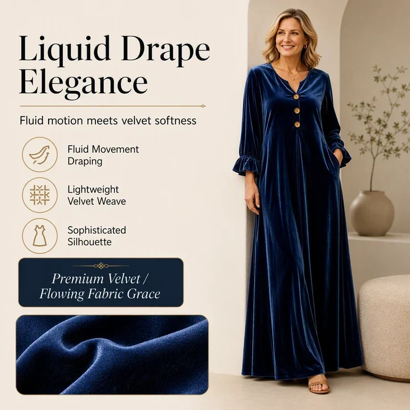 Manuela Belmonte™ Elegantní maxi šaty s volánkovými rukávy