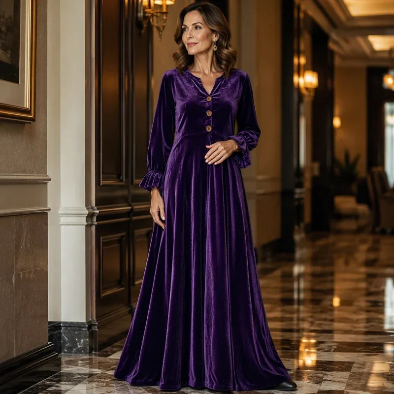 Manuela Belmonte™ Elegantní maxi šaty s volánkovými rukávy