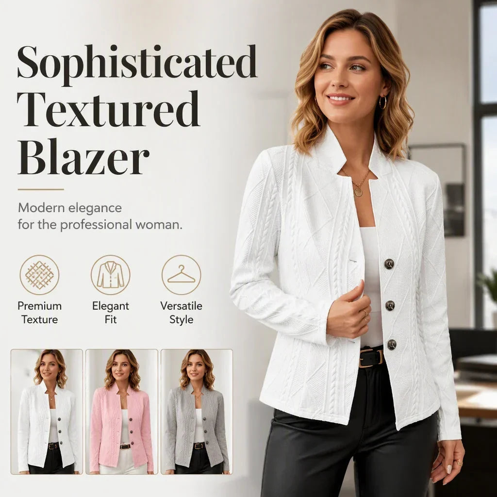 Manuela Textured Button Down Blazer Jacket - main front product view
