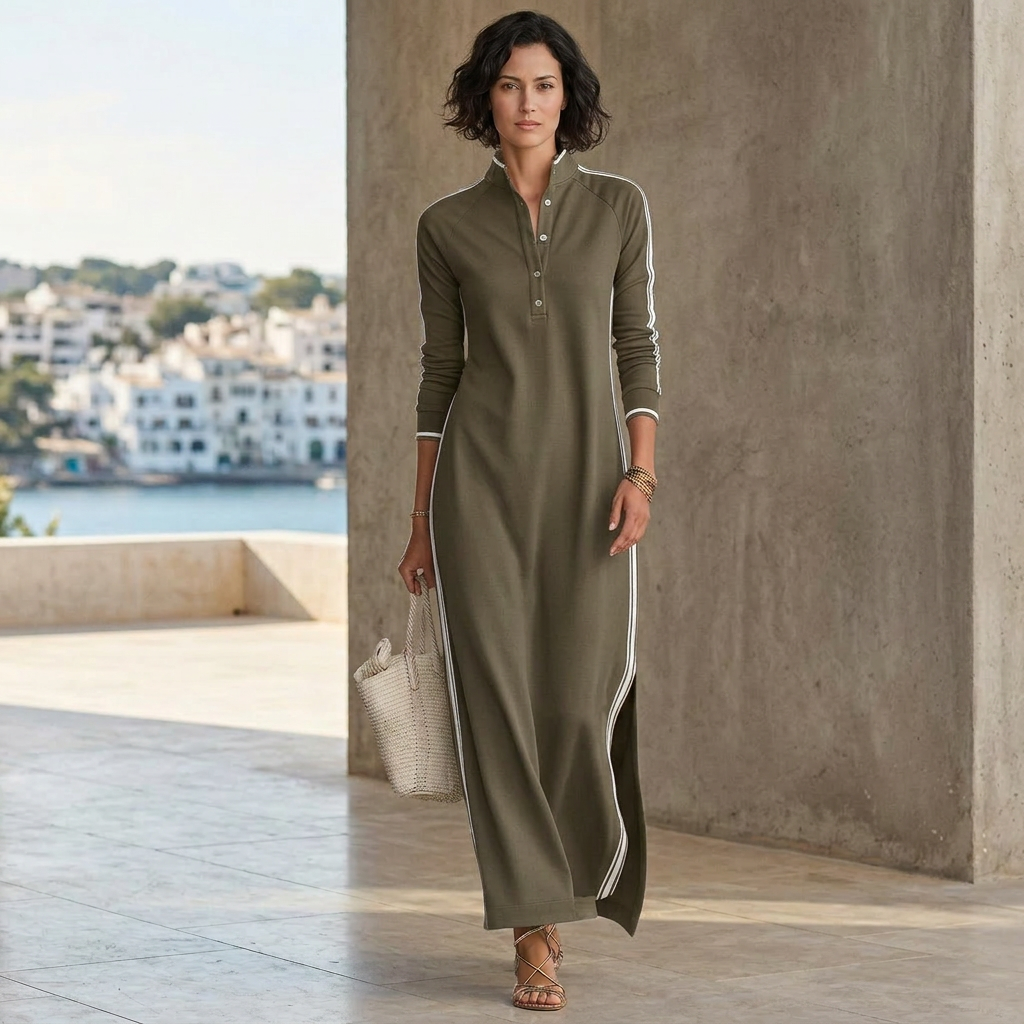 Mirta Visconti™ elegantní maxi šaty s dlouhým rukávem
