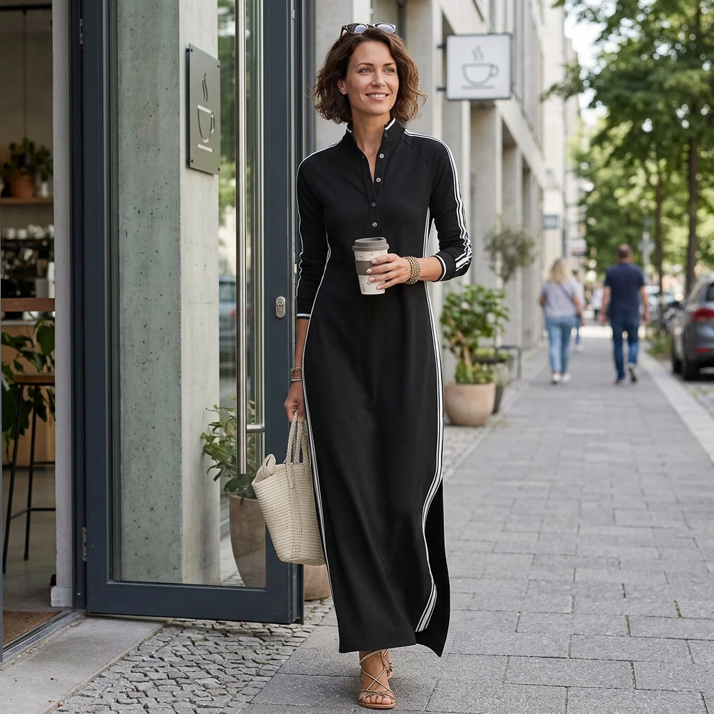 Mirta Visconti™ elegantní maxi šaty s dlouhým rukávem