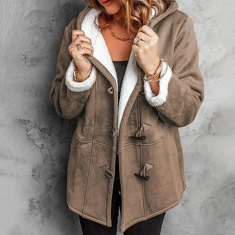 Nadia Anastasi™ Elegantní kabát s kapucí pro chladné počasí