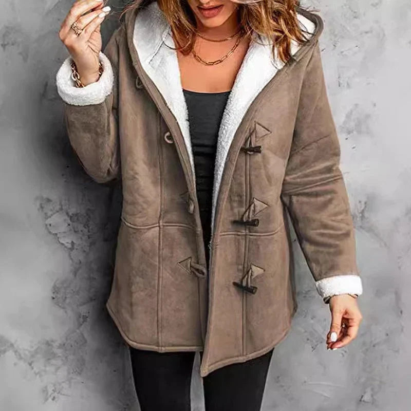 Nadia Anastasi™ Elegantní kabát s kapucí pro chladné počasí
