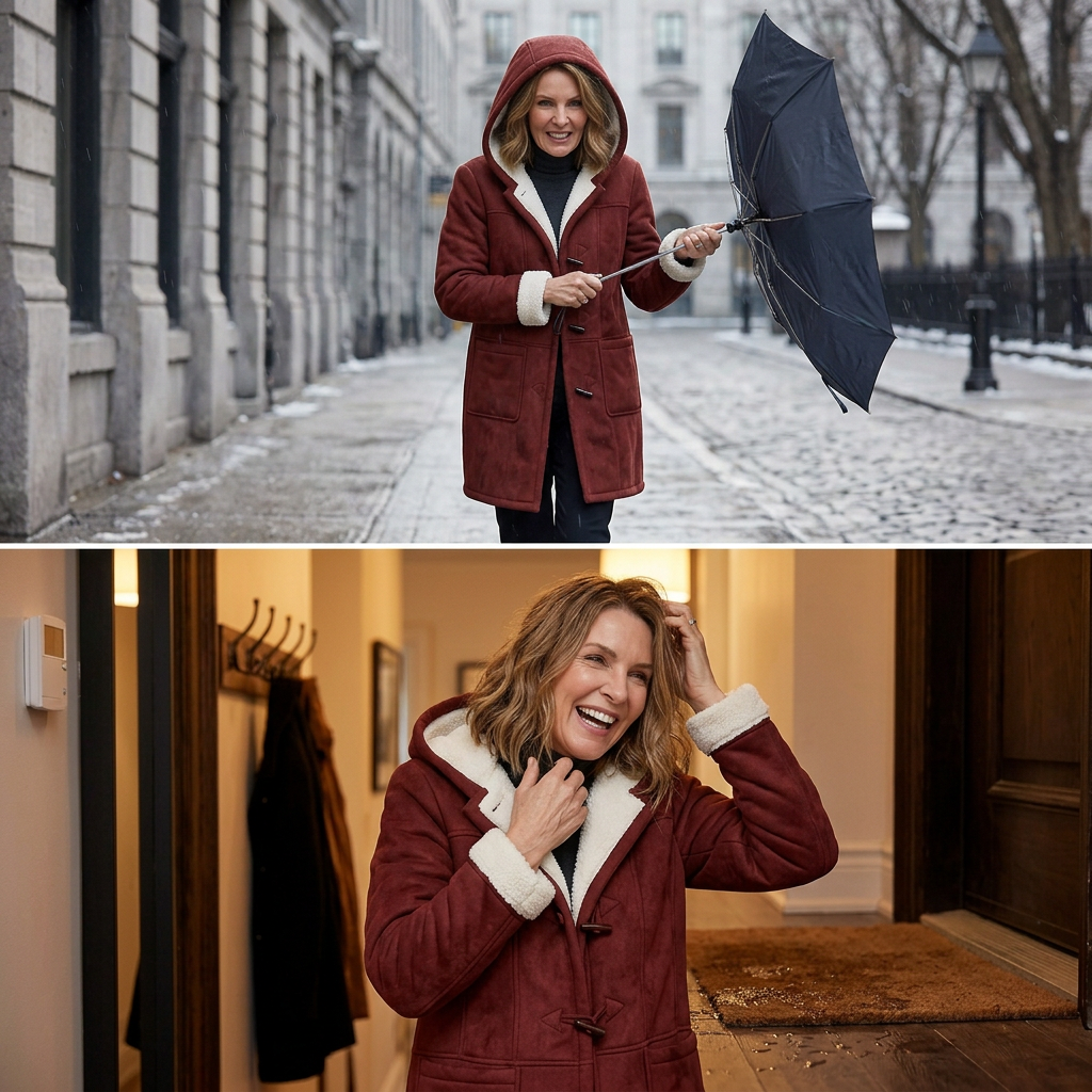 Nadia Anastasi™ Elegantní kabát s kapucí pro chladné počasí