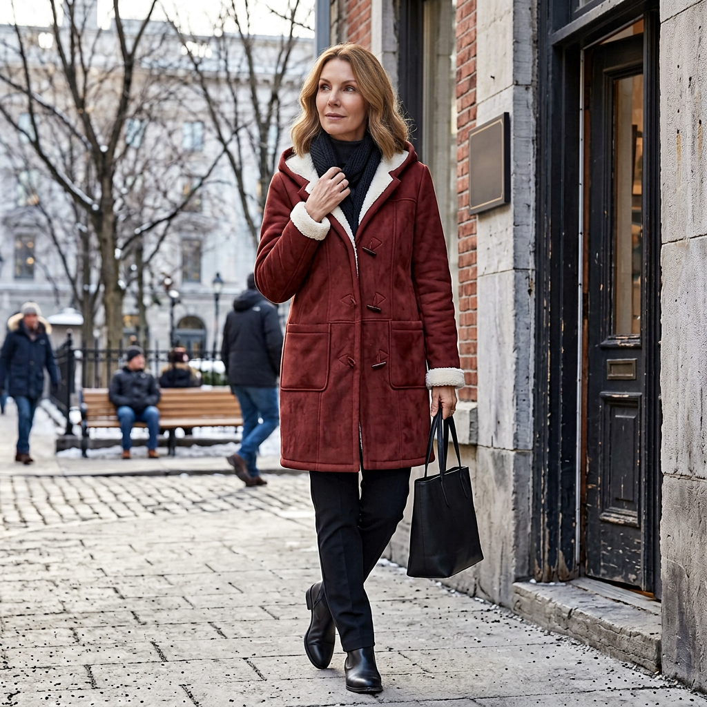 Nadia Anastasi™ Elegantní kabát s kapucí pro chladné počasí
