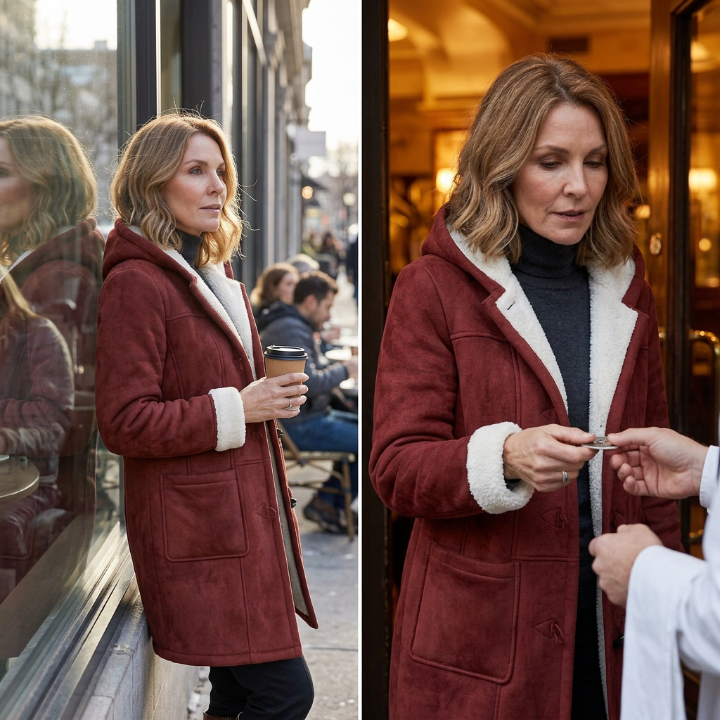 Nadia Anastasi™ Elegantní kabát s kapucí pro chladné počasí
