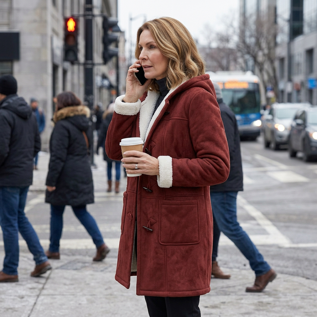 Nadia Anastasi™ Elegantní kabát s kapucí pro chladné počasí