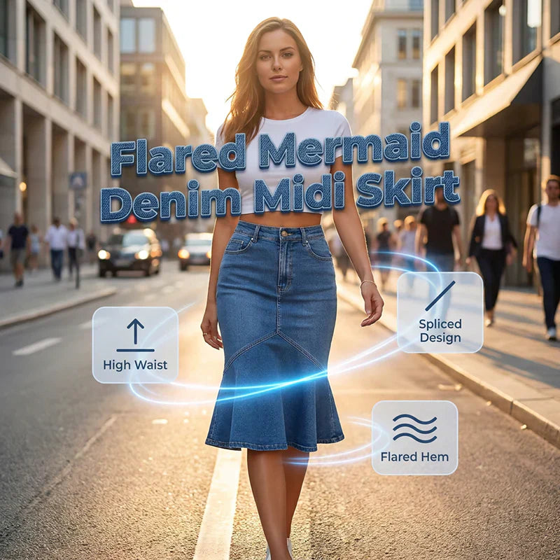 Natalia Porcari™ Midi sukně s vysokým pasem, lichotivý střih mořské panny