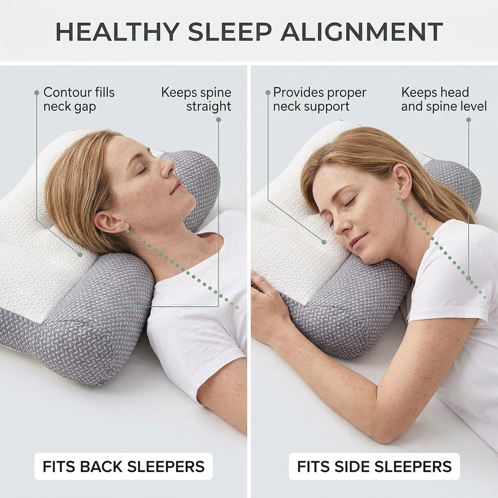 NeckContour Pro™ Podpůrný polštář z paměťové pěny pro bezbolestná rána