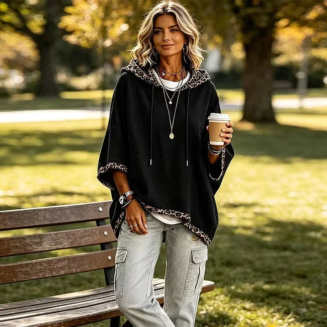 Nedda Capecchi™ Mikina s kapucí a netopýřími rukávy pro bezstarostný casual styl