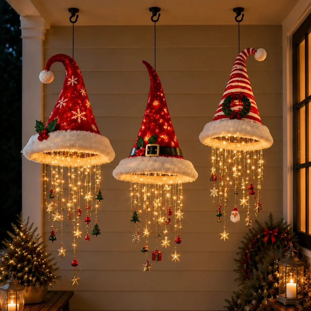 Noellina Decorative Santa Hat Chandelier - main product view of hanging Santa hat light fixture