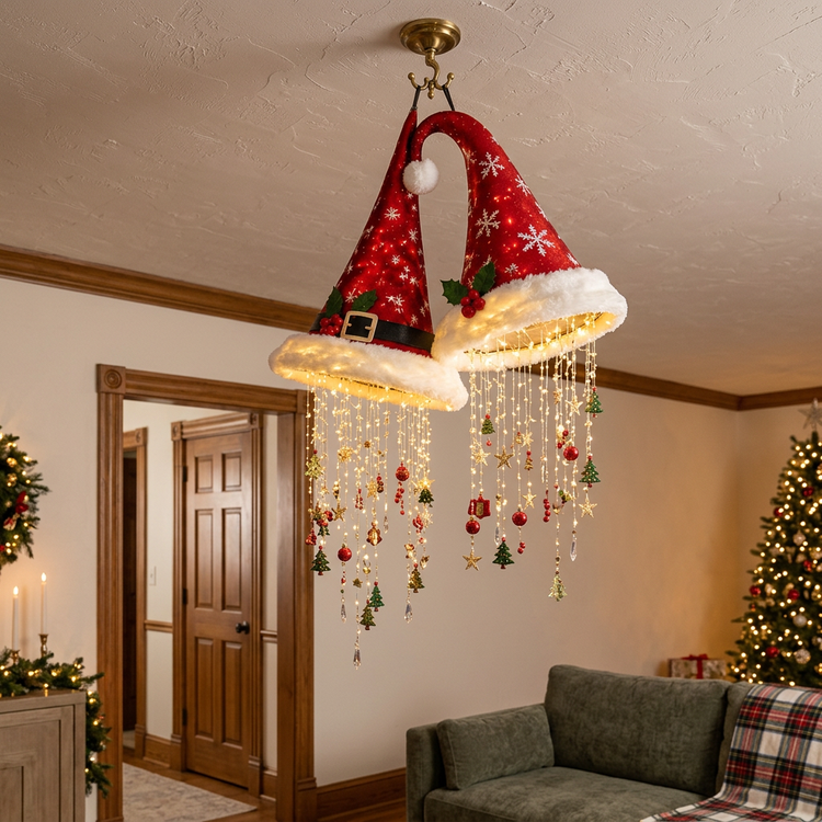 Noellina™ Dekorativní lustr s čepicí Santy pro sváteční atmosféru