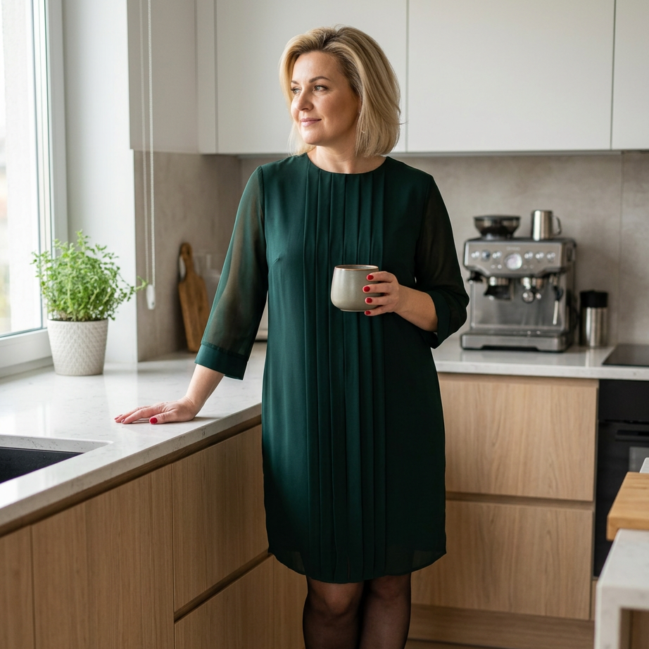 Norma Corsini™ minimalistické rovné šaty s rukávem pro každý den