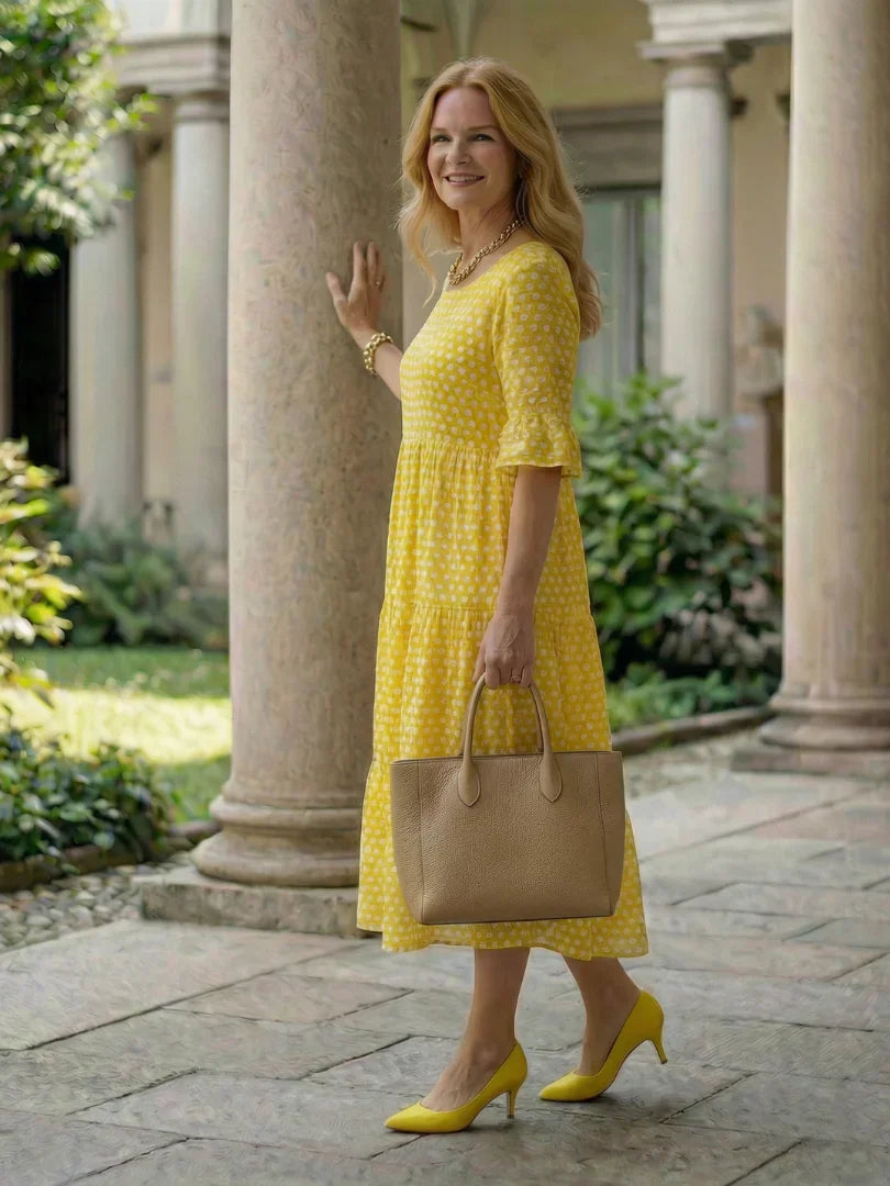 Olga Penna™ Prodyšné midi šaty pro bezstarostný každodenní styl