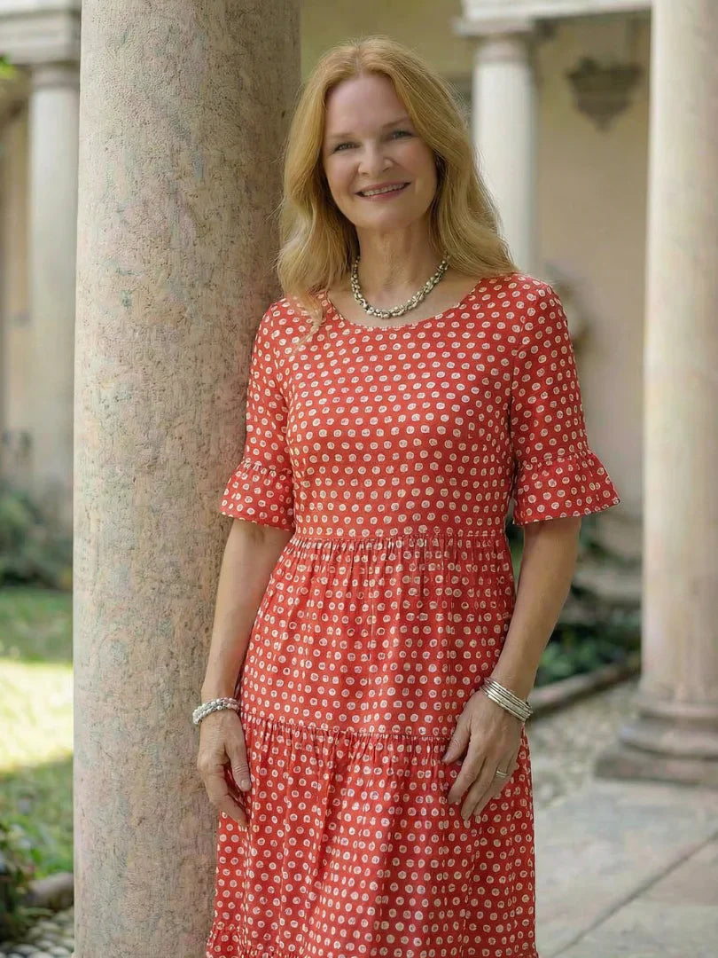 Olga Penna™ Prodyšné midi šaty pro bezstarostný každodenní styl