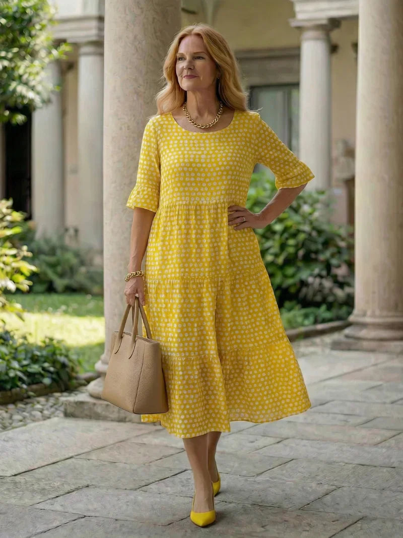Olga Penna™ Prodyšné midi šaty pro bezstarostný každodenní styl