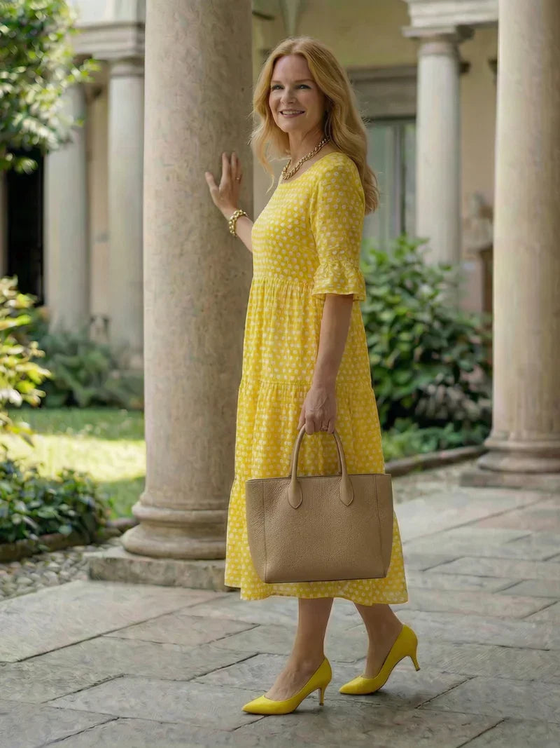 Olga Penna™ Prodyšné midi šaty pro bezstarostný každodenní styl