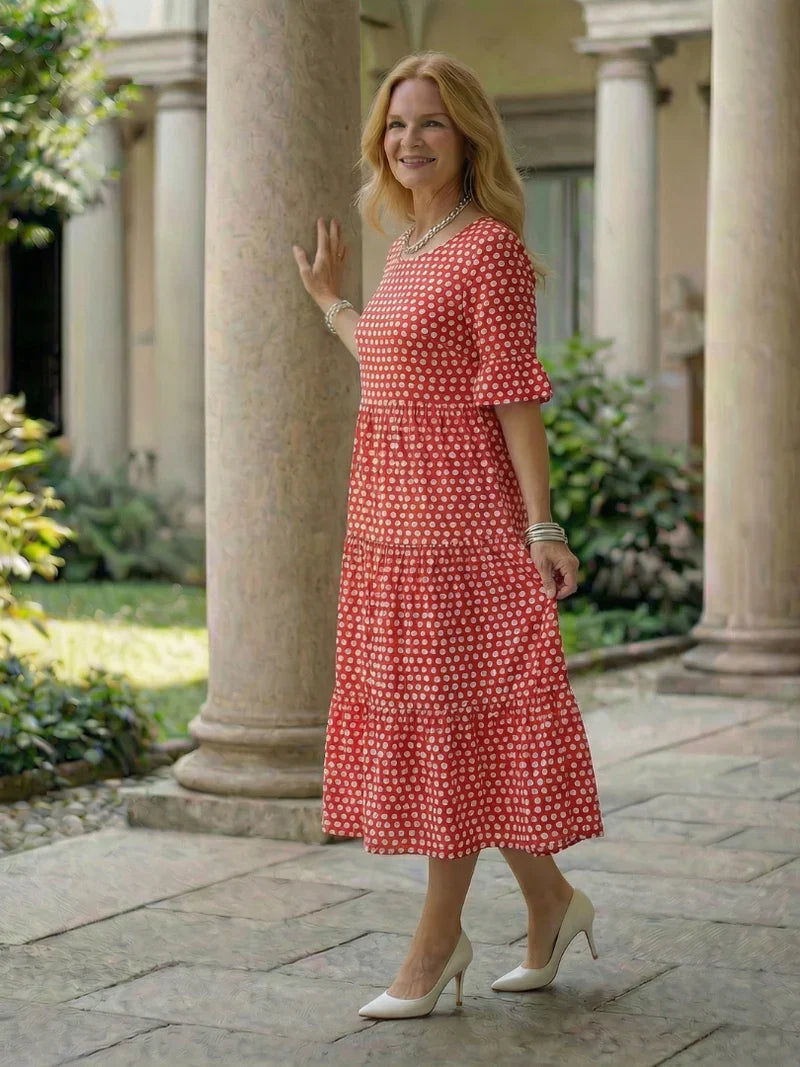 Olga Penna™ Prodyšné midi šaty pro bezstarostný každodenní styl
