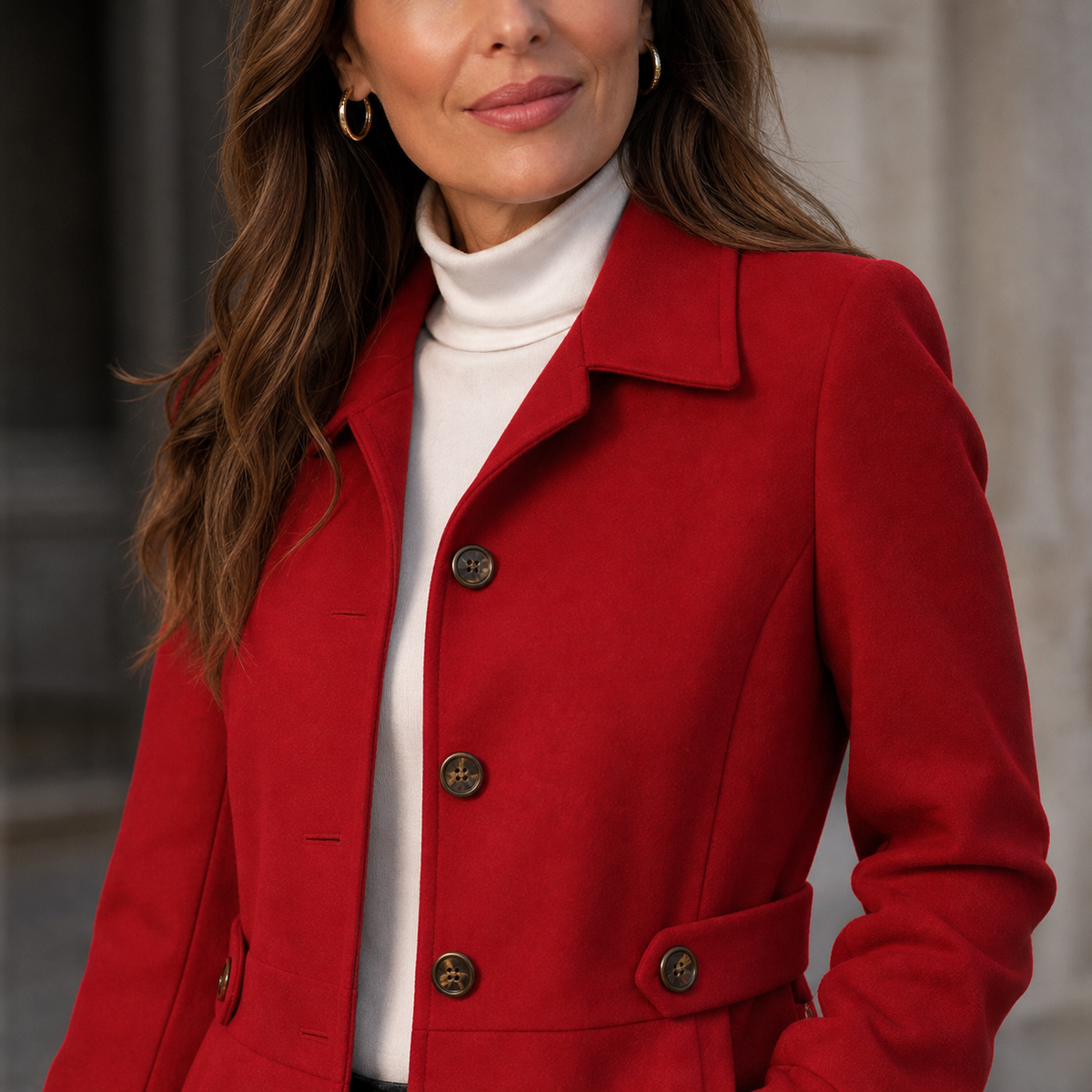 Pinuccia Panetta™ Přepásaný městský kabát pro bezstarostný styl v chladném počasí