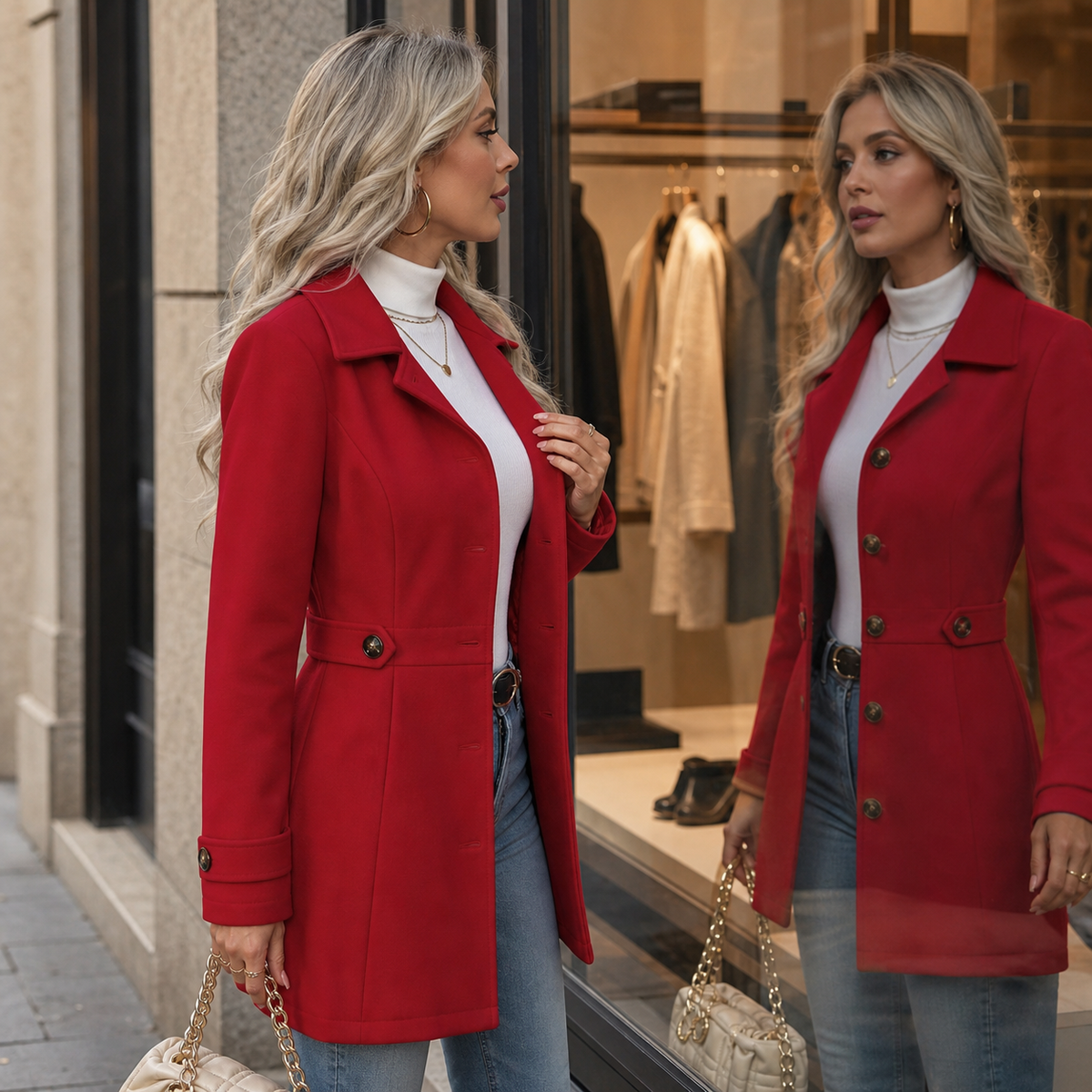 Pinuccia Panetta™ Přepásaný městský kabát pro bezstarostný styl v chladném počasí