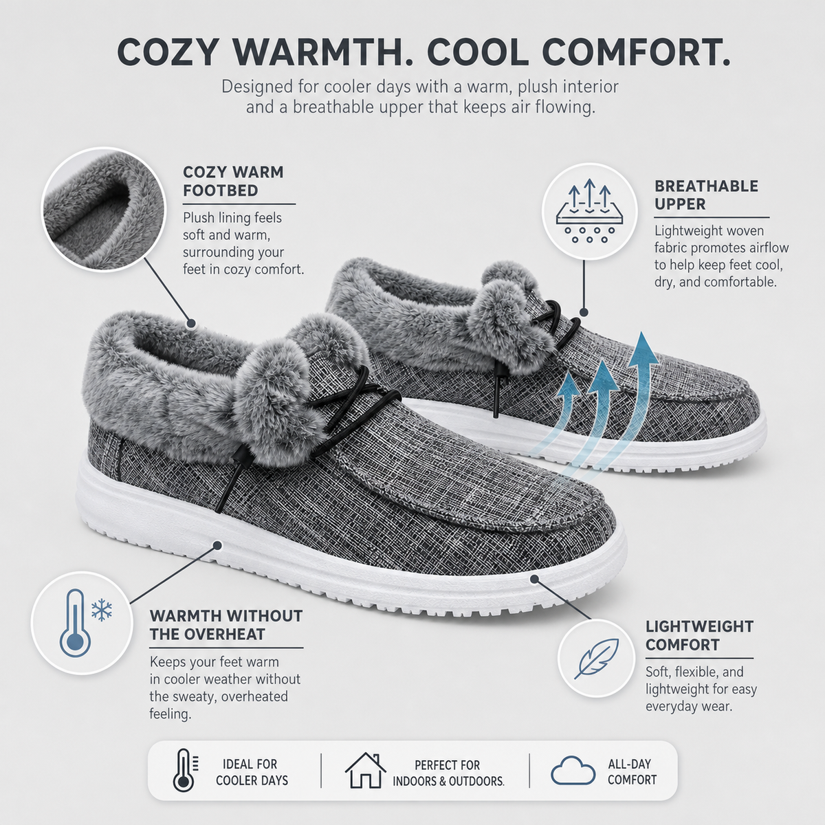 PlushStep™ Polstrované nazouvací boty pro celodenní pohodlí