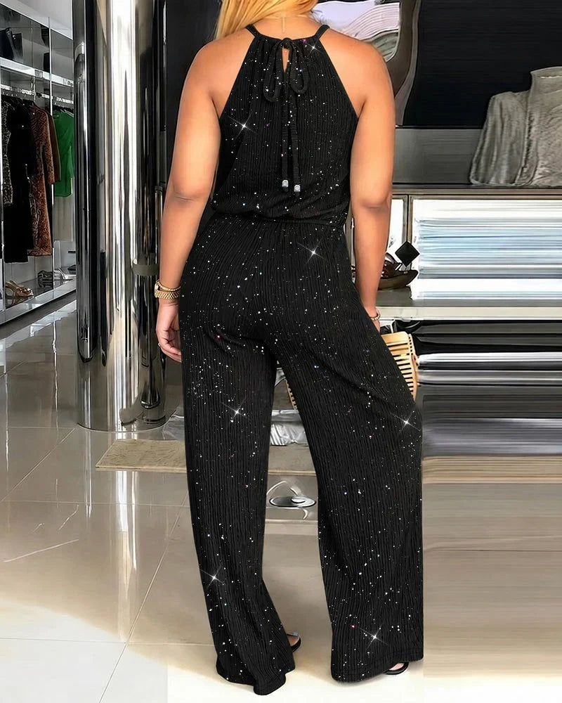 Raffaella Arcangeli™ Třpytivý overal se širokými nohavicemi pro bezstarostnou eleganci