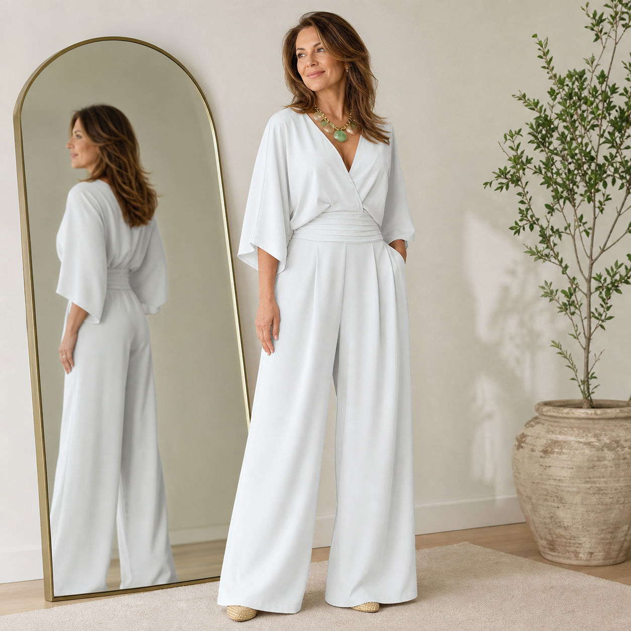 Raffaella Vanucci™ Minimalistický overal se širokými nohavicemi pro celodenní pohodlí