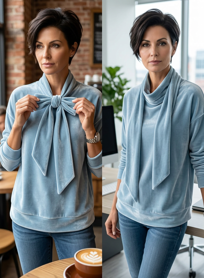 Rebecca Boccaccio™ Elegantní halenka s mašlí u krku