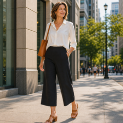 Rebecca Silvi™ Všestranné zkrácené kalhoty se širokými nohavicemi