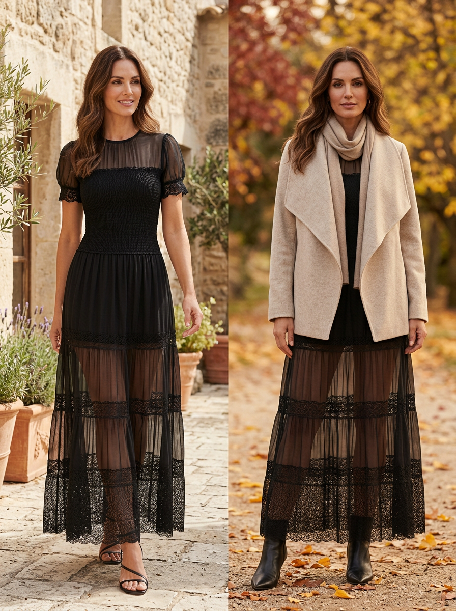 Sabina Astolfi™ Elegantní krajkové maxi šaty pro zvláštní příležitosti