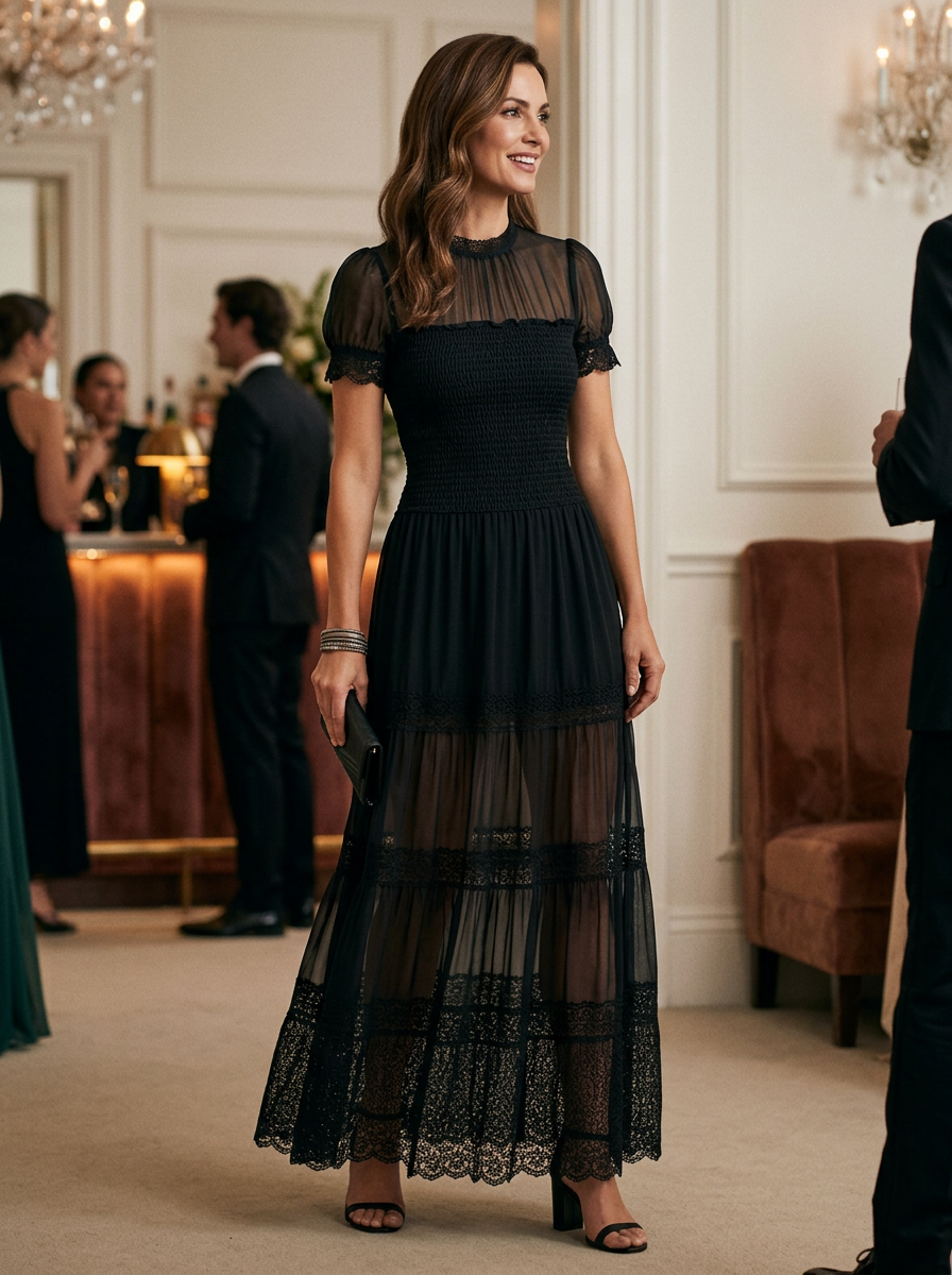 Sabina Astolfi™ Elegantní krajkové maxi šaty pro zvláštní příležitosti